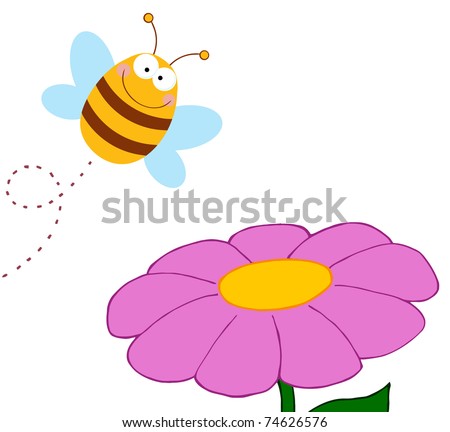 Bee Cartoon Character Flying Over Flower Stock Vector Illustration ...