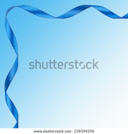 Blue curled ribbon border over blue background, square image