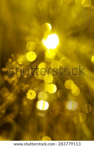 Blurred bokeh on gold background, nature effect