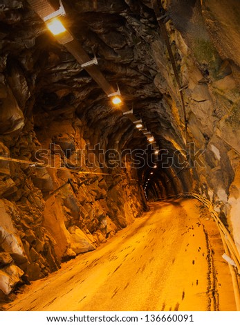 Underground tunnel marble quarry mine - with lighting