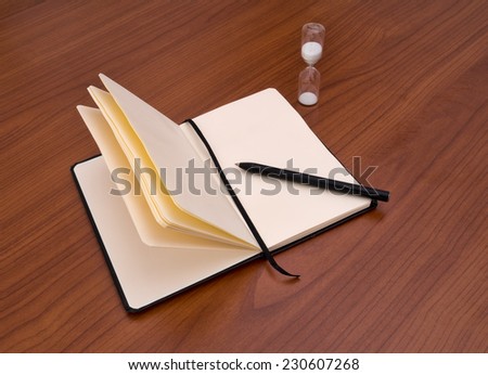 Notebook, pen, eggtimer, timer. Writers block etc.