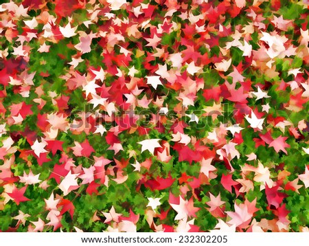 Leaf pattern. Abstract. Red, pink, green.