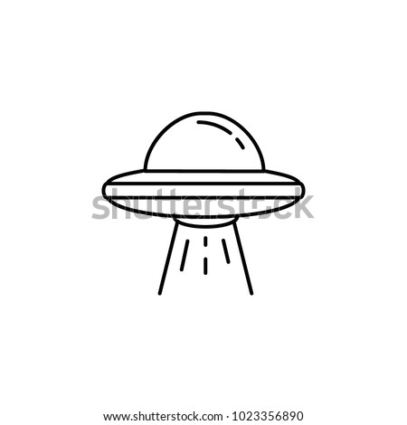 Ufo spaceship icon in line style. Space illustration with Ufo in white background. Element for space design. Science space object.