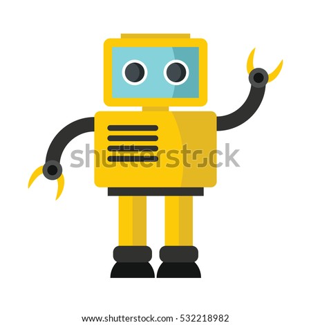 Funny vector robot in flat style isolated on white background