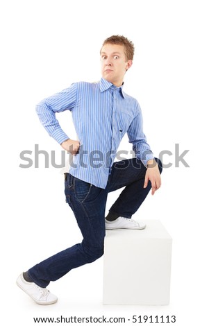Handsome young man with positive attitude. Isolated on white background. Studio shot.