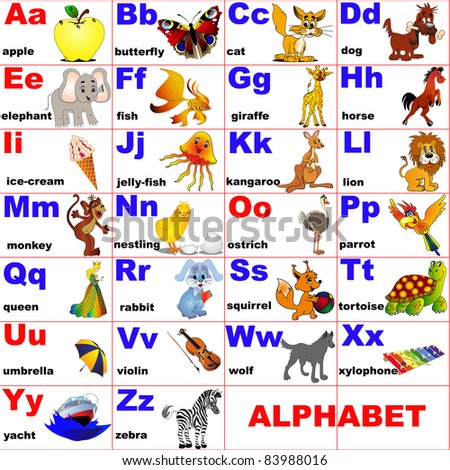 Illustration Animals Placed On Letter Of The Alphabet - 83988016 ...