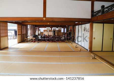 KYOTO,JAPAN-JAN 12: inside a typical house in the Gion district on January 14, 2013 in Kyoto, Japan. Gion is a district of Kyoto, Japan and is world famous for its old existence of the geisha.