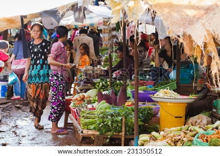 RATANAKIRI, CAMBODIA - SEP 20: People at a market in Ratanakiri, Cambodia on September 20, 2011.