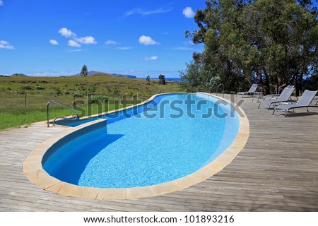 Upscale swimming pool on Easter Island in the South Pacific
