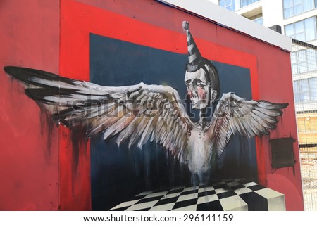 LONDON,GREAT BRITAIN - MAY: Street art on May 30, 2015 in Central London, is a new art trend and growing in popularity through art tours.