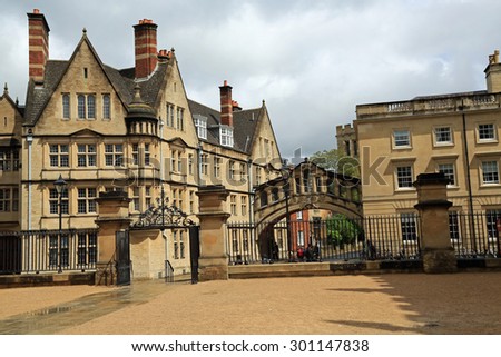 OXFORD, UNITED KINGDOM - JUNE:  The Bridge of Sighs connecting two buildings at Hertford College on June 2, 2015 in Oxford, England.