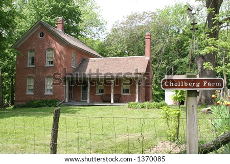 Restored pioneer farmhouse, Chellberg Farm, Indiana