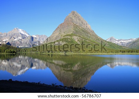 Beautiful Glacier National Park, at Swiftcurrent Lake in the Many Glaciers section of the park.
