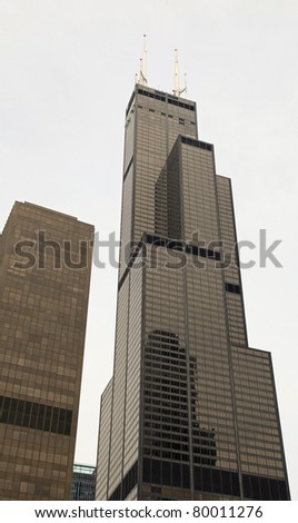 CHICAGO - JULY 16: Isolated image of the Willis Tower (formerly known as the Sears Tower).  The name change was announced on July 16, 2009 in Chicago to great protest.