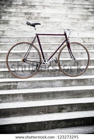 City Bicycle Fixed Gear And Concrete Wall. Classic Vintage Style Road ...