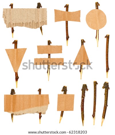 set Cardboard navigation arrow stickers isolated on white background