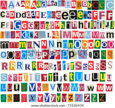 Colorful Newspaper Alphabet Isolated On White Stock Photo 73106434 ...