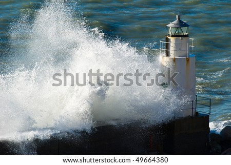 waves on the lighthouse