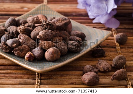 shea butter nuts in a natural background