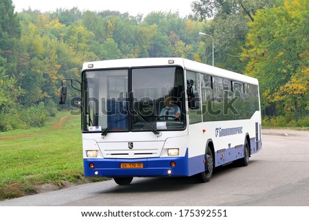 UFA, RUSSIA - SEPTEMBER 14, 2009: NEFAZ 5299 city bus of the Bashavtotrans bus company at city street.