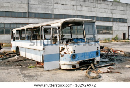 ASHA, RUSSIA - JULY 30, 2010: Abandoned LAZ 699R Turist interurban coach at the city street.