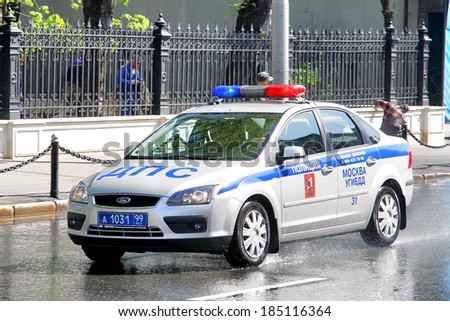 MOSCOW, RUSSIA - MAY 6, 2012: Russian police car Ford Focus at the city street.