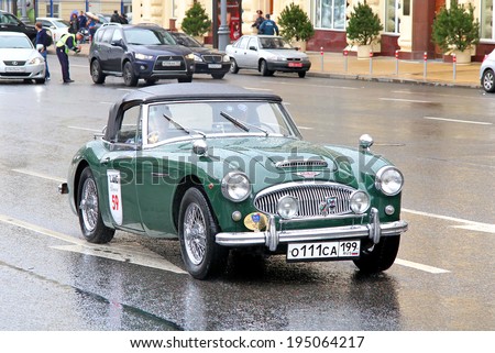 MOSCOW, RUSSIA - JUNE 3, 2012: British sports car Austin-Healey 3000 competes at the annual L.U.C. Chopard Classic Weekend Rally.