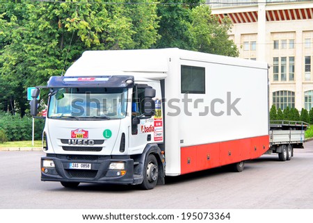 MOSCOW, RUSSIA - JULY 7, 2012: Undefined competitor\'s Iveco Cargo assistance truck No. 430 takes part at the annual Silkway Rally - Dakar series.