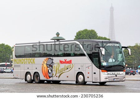 PARIS, FRANCE - AUGUST 8, 2014: Touristic coach Setra S416HDH at the city street.