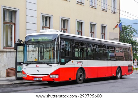 USTI NAD LABEM, CZECH REPUBLIC - JULY 21, 2014: Modern city bus Irisbus Crossway LE at the city street.