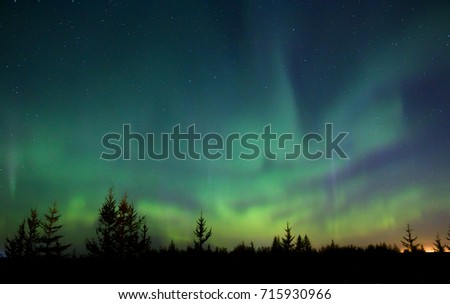 Similar – Image, Stock Photo Northern lights over conifer trees