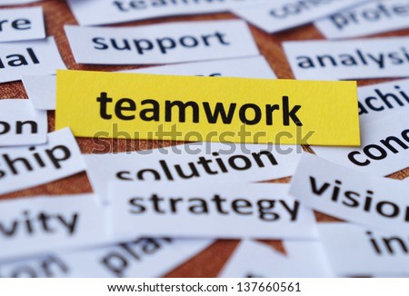 Word collage of teamwork and other elated words