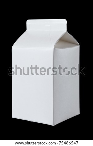 Milk Box per half liter, isolated on black bachground