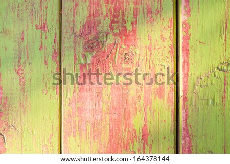 High resolution picture of green and red wood background