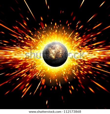 Abstract scientific background - exploding of planet in space