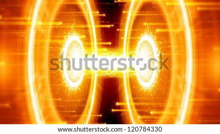 Abstract scientific background. Energy, exploding, research, experiment, collider, time machine