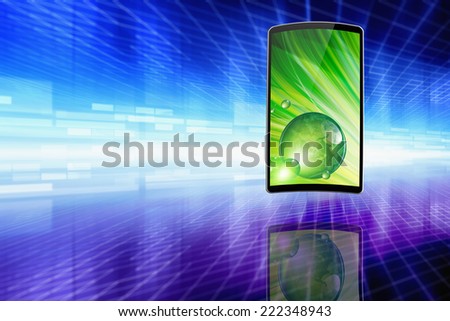 Abstract technology background - smartphone with flexible screen, new green technology