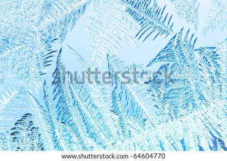 Abstract background - blue frozen glass looks like fir-trees