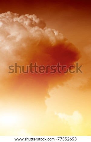 Mushroom cloud fireball from nuclear bomb explosion