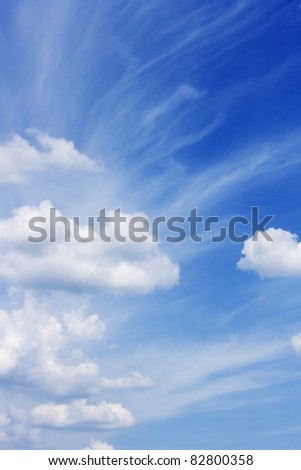 Peaceful beautiful blue sky with white clouds, heaven