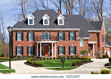 An expensive brick home located in exclusive neighborhood in Ohio.