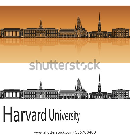Harvard University skyline in orange background in editable vector file