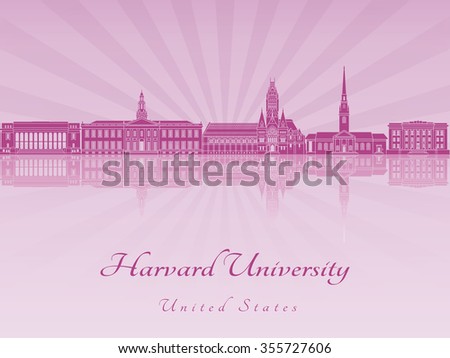 Harvard University skyline in purple radiant orchid in editable vector file