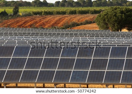solar panels in the rural countryside