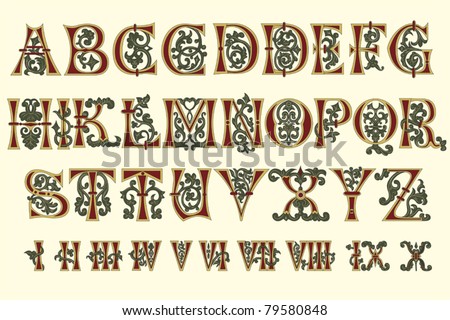 Alphabet Medieval and Roman numerals of the eleventh century