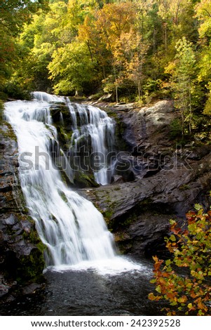 Bald RIver Waterfall at Tellico River in Cherokee National Forest just outside Great Smoky Mountains National Park in Tennessee