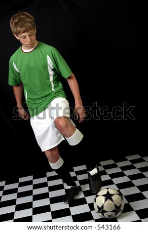 Teenage boy in soccer uniform