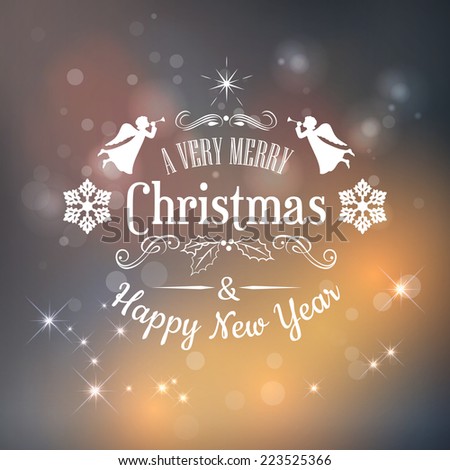 Christmas Typography. Merry Christmas And Happy New Year Card Stock Photo 223525366 : Shutterstock