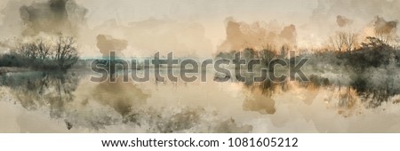 Similar – Image, Stock Photo watercolour Water Lake