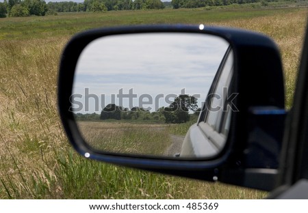 nature in rear view mirror